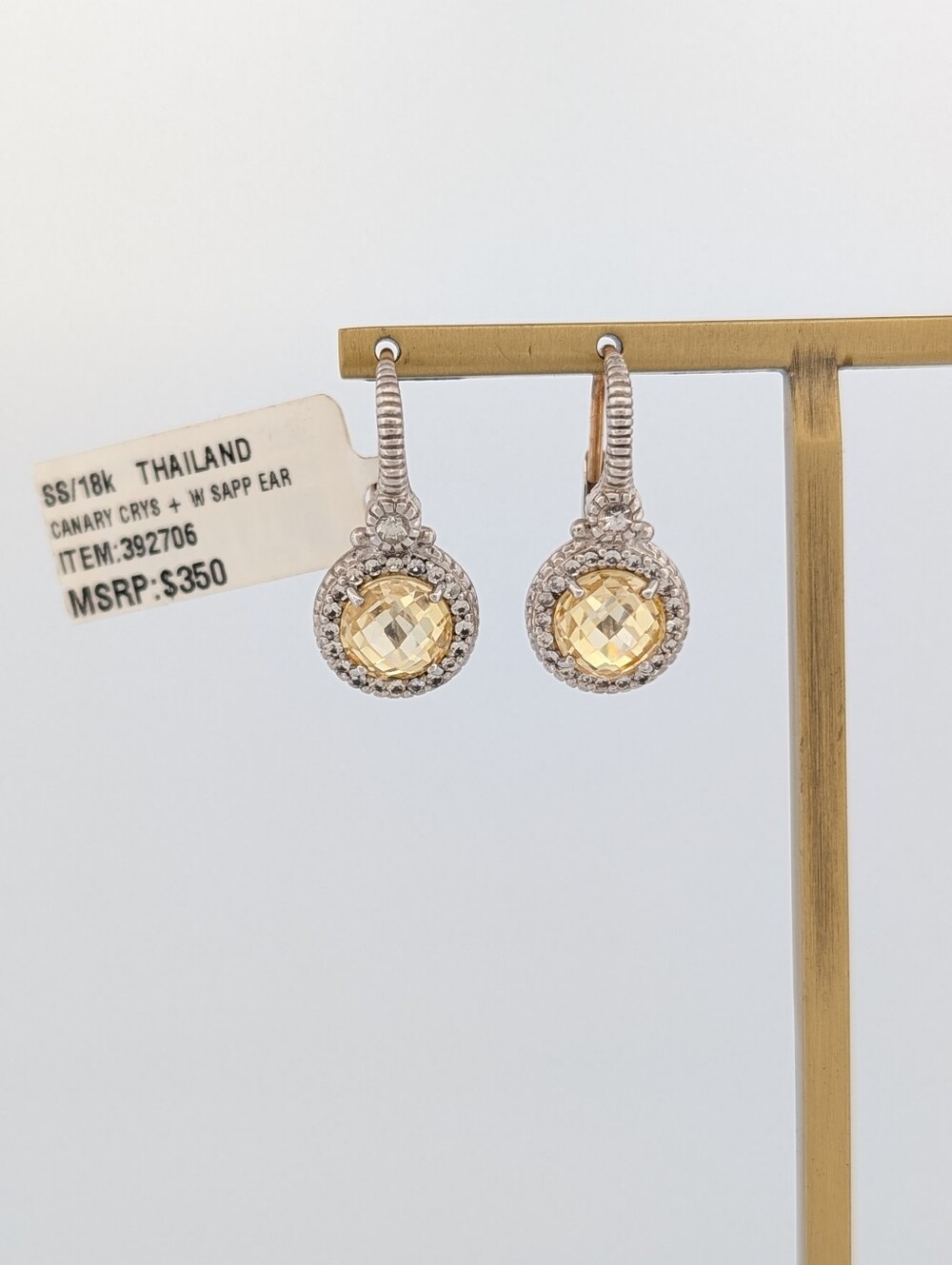 NWT Sterling & 18k Judith Ripka Canary Crystal & White Sapphire Set - Picture 6 of 8